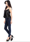 Urban Fashion Bank Casual, Party, Festive, Lounge Wear Sleeveless Embellished Women's Top