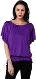 TeeMoods Casual Butterfly Sleeve, Short Sleeve Solid Women's Top