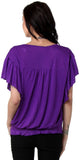 TeeMoods Casual Butterfly Sleeve Solid Women's Top
