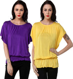 TeeMoods Casual Butterfly Sleeve Solid Women's Top