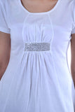 TSG Breeze Casual Short Sleeve Solid, Embellished Women's Top