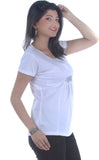 TSG Breeze Casual Short Sleeve Solid, Embellished Women's Top