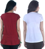 TSG Breeze Casual Short Sleeve Solid, Embellished Women's Top