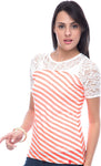 Virsa Casual Short Sleeve Striped Women's Top