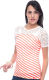 Virsa Casual Short Sleeve Striped Women's Top