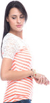 Virsa Casual Short Sleeve Striped Women's Top