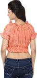 Reevolution Casual Short Sleeve Striped Women's Orange Top