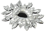 Golden Peacock Silver Plated Black Floral Shaped Brooch