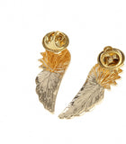 SENECIO 'S 1Pair Partywear Punk Feather Angel Wings Style Best Gift Collar Pin Gold Plated Unisex Brooch