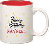 HuppmeGift Happy Birthday Navneet Inner Red Ceramic  (350ml) Ceramic Mug