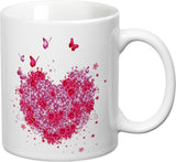 Prithish Floral Heart with Butterflies Ceramic Mug