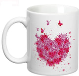 Prithish Floral Heart with Butterflies Ceramic Mug