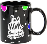 Prithish I'm A Mom. What'S Your Superpower? Multicoloured Bubbles Black Ceramic Mug
