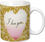 Prithish Pink & Gold Heart, I Love You Ceramic Mug