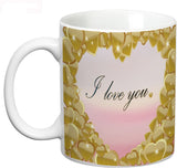 Prithish Pink & Gold Heart, I Love You Ceramic Mug