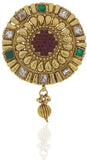 Anuradha Art Antique Golden Polished Brooch