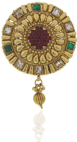 Anuradha Art Antique Golden Polished Brooch