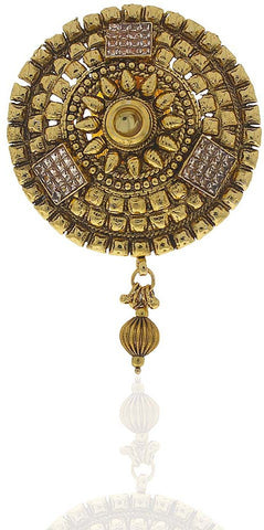 Anuradha Art Antique Golden Polished Brooch