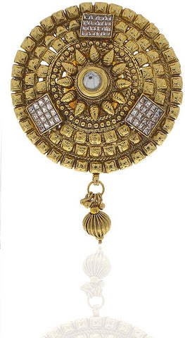 Anuradha Art Antique Golden Polished Brooch