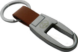 Techpro with Toyota design SILVER color PRINT on BROWN LEATHERITE Locking Key Chain