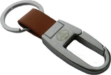 Techpro with Toyota design SILVER color PRINT on BROWN LEATHERITE Locking Key Chain