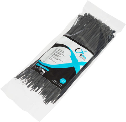 Tycab 10 inch Black (250 mm x 3.6 mm) - 1 Pack of 100 Nylon Standard Cable Tie