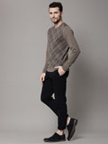 Marks & Spencer Self Design Round Neck Casual Men's Sweater