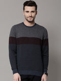 Marks & Spencer Self Design Round Neck Casual Men's Sweater