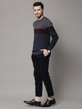 Marks & Spencer Self Design Round Neck Casual Men's Sweater