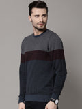 Marks & Spencer Self Design Round Neck Casual Men's Sweater