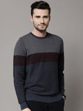 Marks & Spencer Self Design Round Neck Casual Men's Sweater