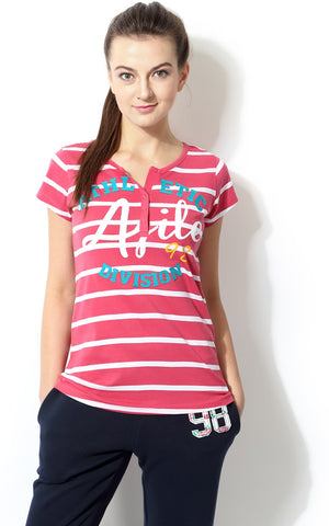 Ajile by Pantaloons Striped Women's Round Neck T-Shirt