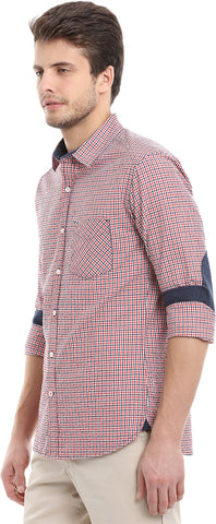 Zobello Men's Checkered Casual White Shirt