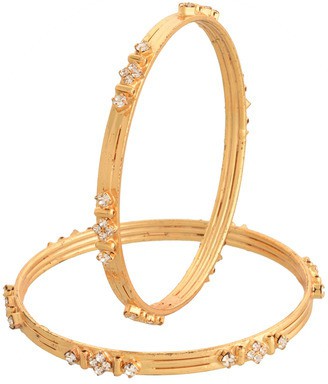 Viva Fashions Alloy Cubic Zirconia Rhodium Bangle Set