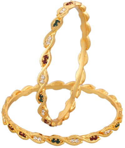 Viva Fashions Alloy Cubic Zirconia Rhodium Bangle Set