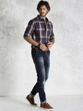 Roadster Men's Checkered Casual Grey Shirt