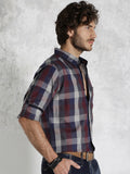 Roadster Men's Checkered Casual Grey Shirt