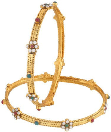 Viva Fashions Alloy Cubic Zirconia Rhodium Bangle Set