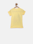 YK Printed Girl's Round Neck White T-Shirt