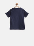 YK Printed Boy's Round Neck Dark Blue T-Shirt