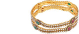 Viva Fashions Alloy Pearl Rhodium Bangle Set