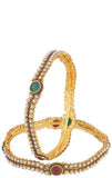Viva Fashions Alloy Pearl Rhodium Bangle Set