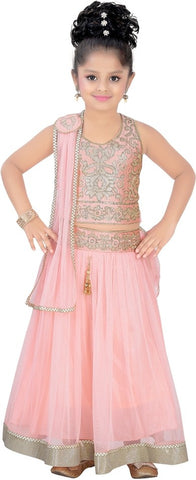 Be 13 Self Design Girl's Lehenga, Choli and Dupatta Set