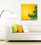 Tallenge Christmas Collection - Christmas Tree With Yellow Background - Gallery Wrap Canvas Painting
