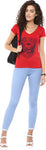 Yepme Graphic Print Women's V-neck Red T-Shirt