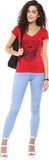 Yepme Graphic Print Women's V-neck Red T-Shirt