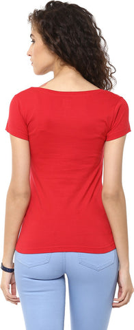 Yepme Graphic Print Women's V-neck Red T-Shirt