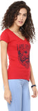 Yepme Graphic Print Women's V-neck Red T-Shirt