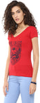 Yepme Graphic Print Women's V-neck Red T-Shirt