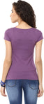 Yepme Graphic Print Women's V-neck Purple T-Shirt